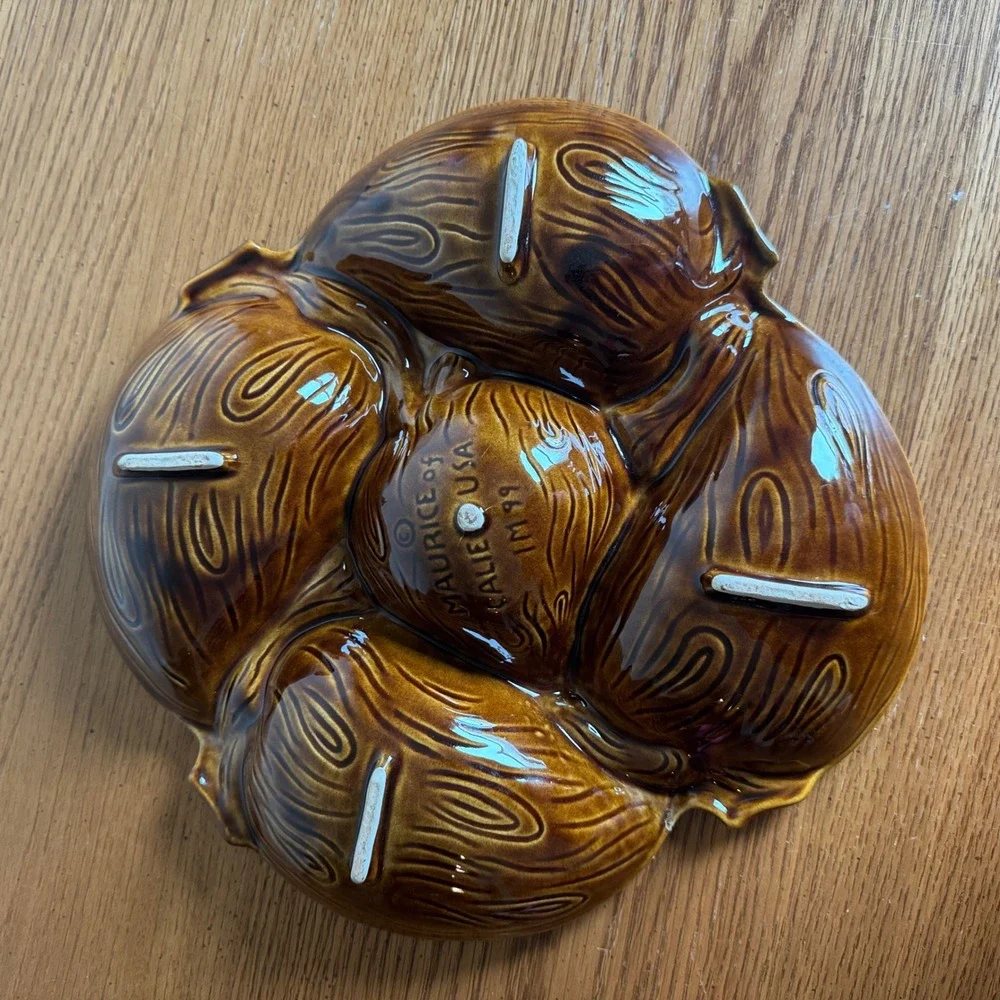 Maurice of California IM 99 Chip Dip Serving Tray‎ Brown Orange Lava Glaze MCM